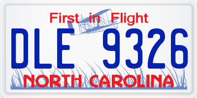NC license plate DLE9326