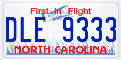 NC license plate DLE9333