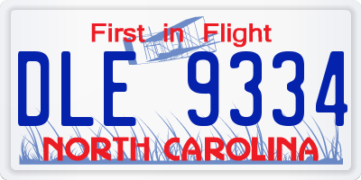 NC license plate DLE9334