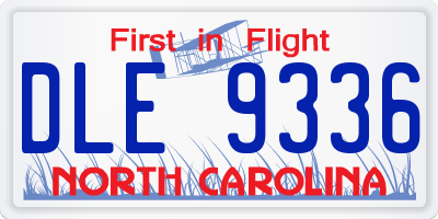 NC license plate DLE9336