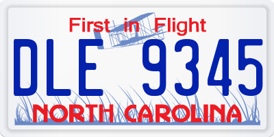 NC license plate DLE9345