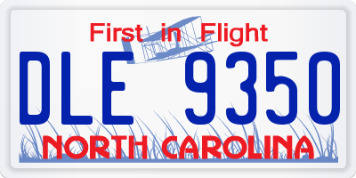 NC license plate DLE9350