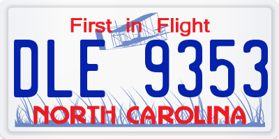 NC license plate DLE9353