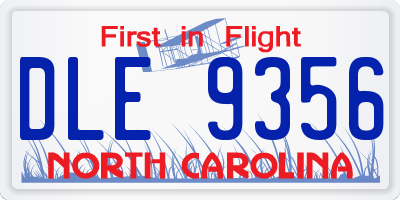 NC license plate DLE9356