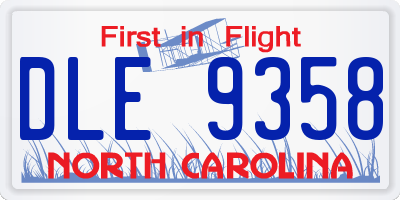 NC license plate DLE9358