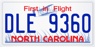 NC license plate DLE9360