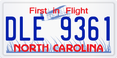 NC license plate DLE9361