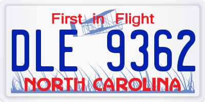 NC license plate DLE9362
