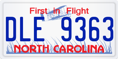 NC license plate DLE9363