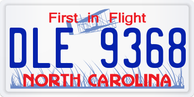 NC license plate DLE9368