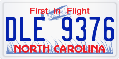 NC license plate DLE9376