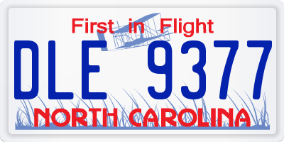 NC license plate DLE9377