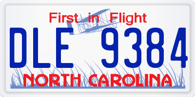 NC license plate DLE9384