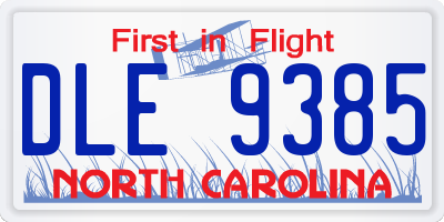 NC license plate DLE9385