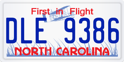 NC license plate DLE9386