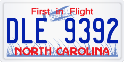 NC license plate DLE9392