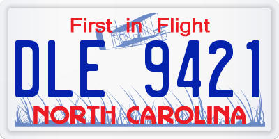 NC license plate DLE9421
