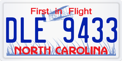 NC license plate DLE9433