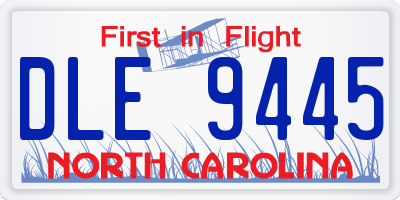NC license plate DLE9445