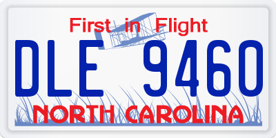 NC license plate DLE9460