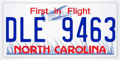 NC license plate DLE9463