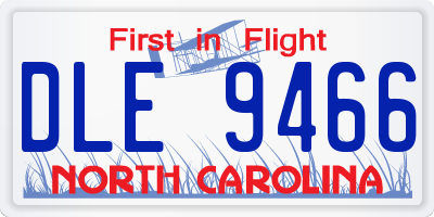 NC license plate DLE9466