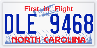NC license plate DLE9468