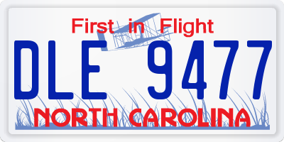 NC license plate DLE9477