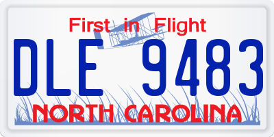 NC license plate DLE9483
