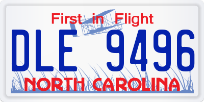 NC license plate DLE9496