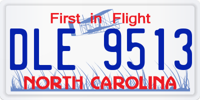 NC license plate DLE9513