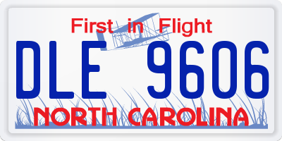 NC license plate DLE9606