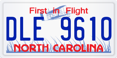 NC license plate DLE9610