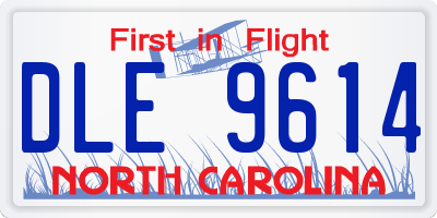 NC license plate DLE9614