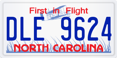 NC license plate DLE9624