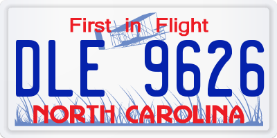NC license plate DLE9626