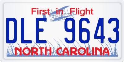 NC license plate DLE9643