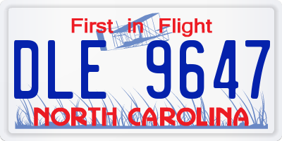 NC license plate DLE9647