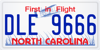 NC license plate DLE9666