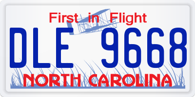 NC license plate DLE9668