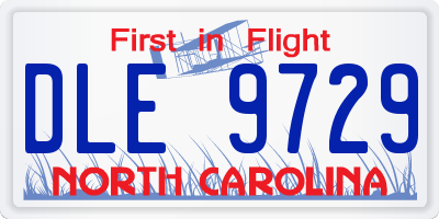 NC license plate DLE9729