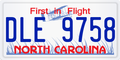 NC license plate DLE9758