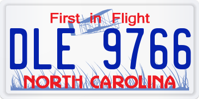 NC license plate DLE9766