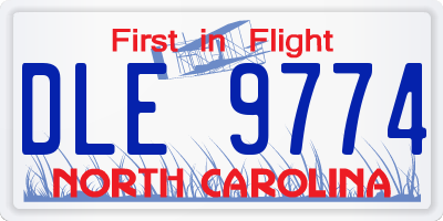 NC license plate DLE9774