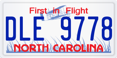 NC license plate DLE9778