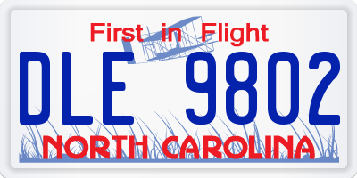 NC license plate DLE9802