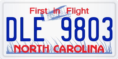 NC license plate DLE9803