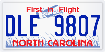 NC license plate DLE9807