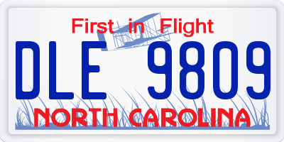 NC license plate DLE9809
