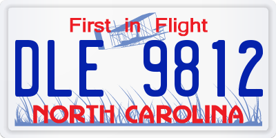 NC license plate DLE9812